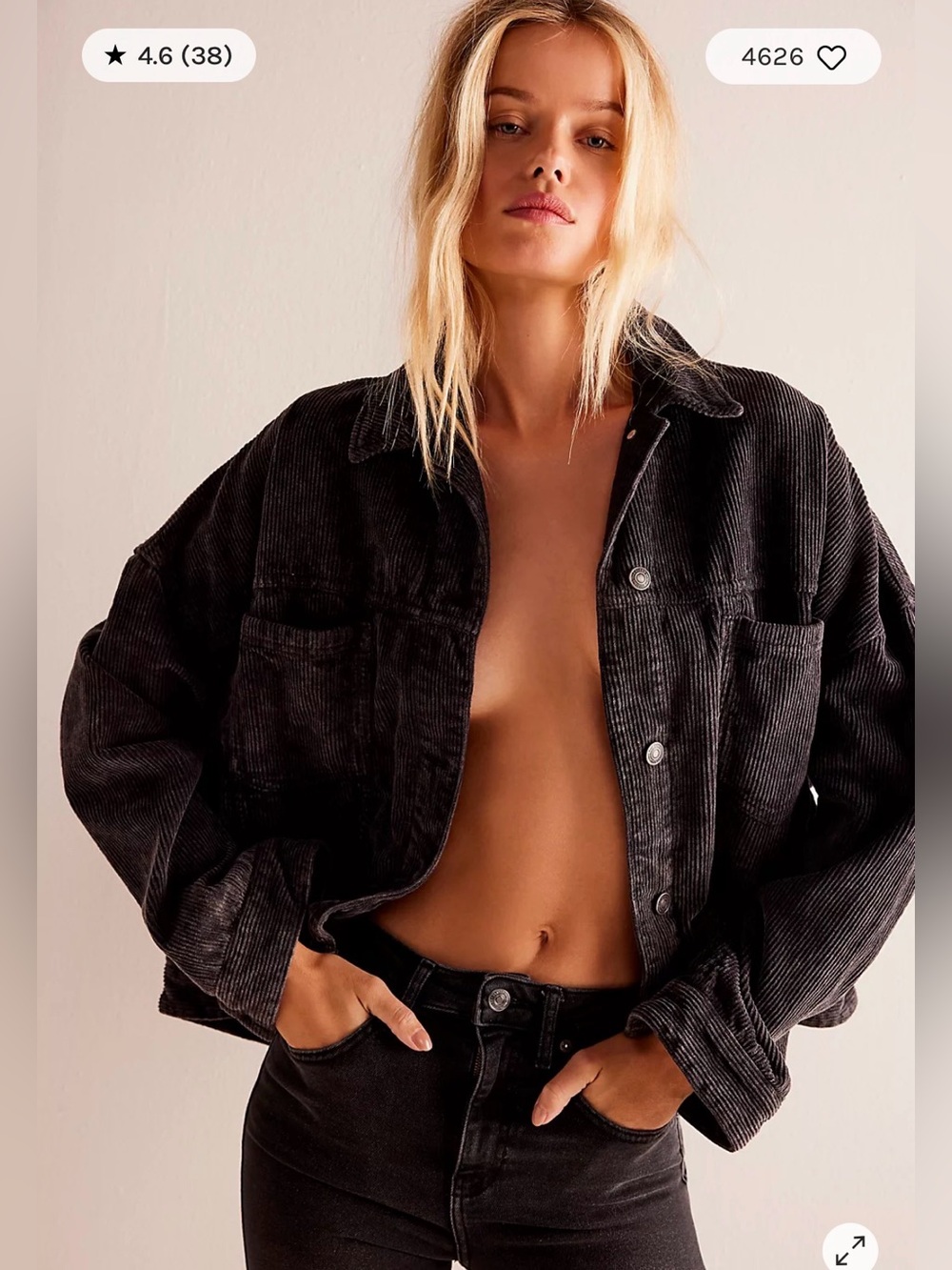 Free People Oversized Corduroy Utility Jacket Size Medium - Picture 6 of 16